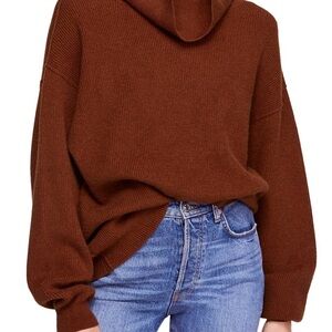 Free people women’s slouchy heavy knit sweater in rust brown size medium